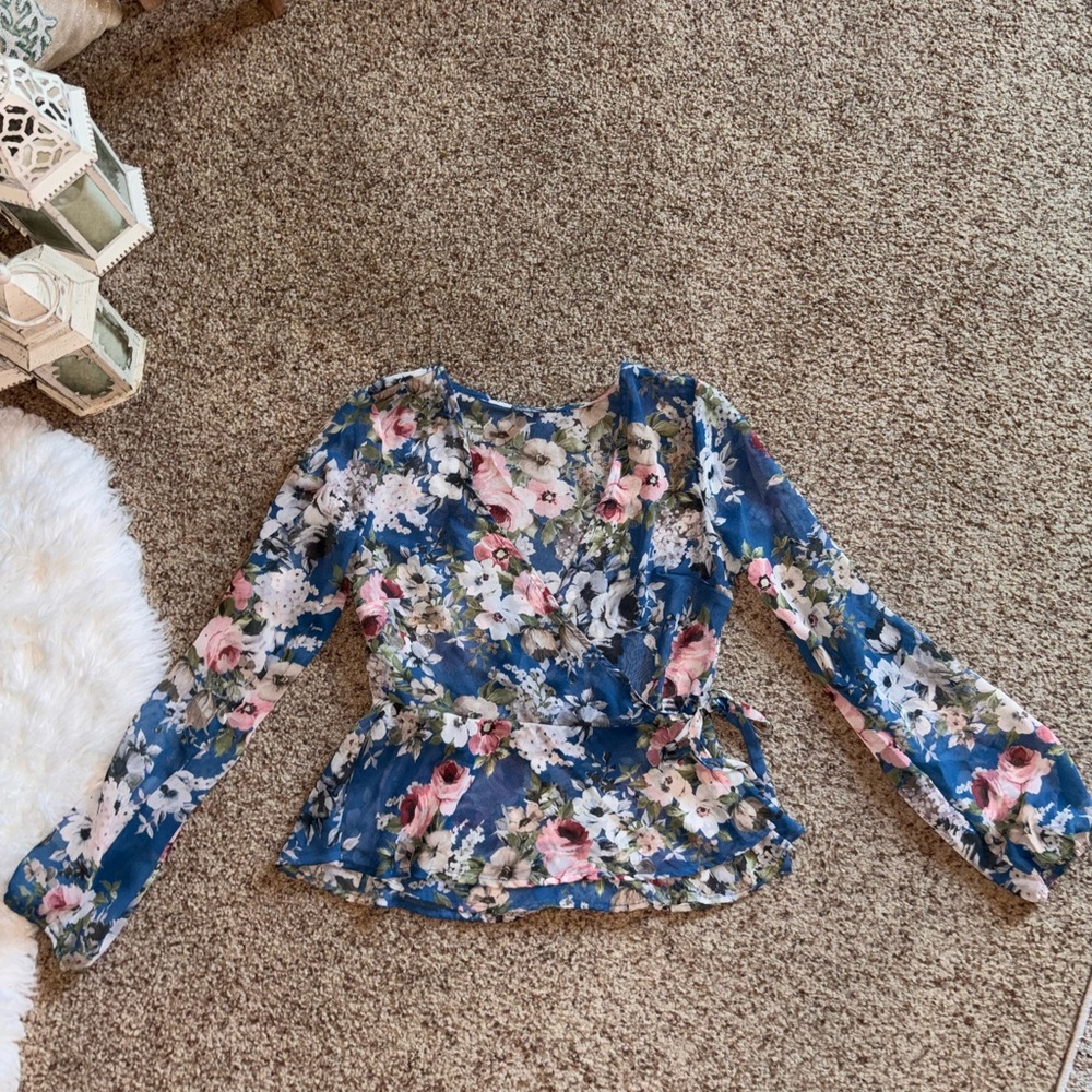 Floral Blue Blouse